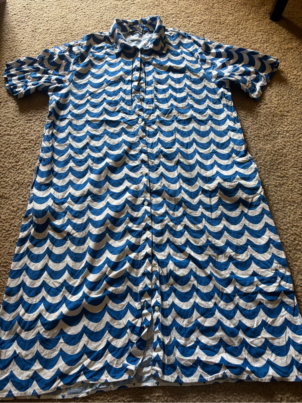 MARIMEKKO UNIQLO Size L  Blended Linen Geometric Shirt Dress